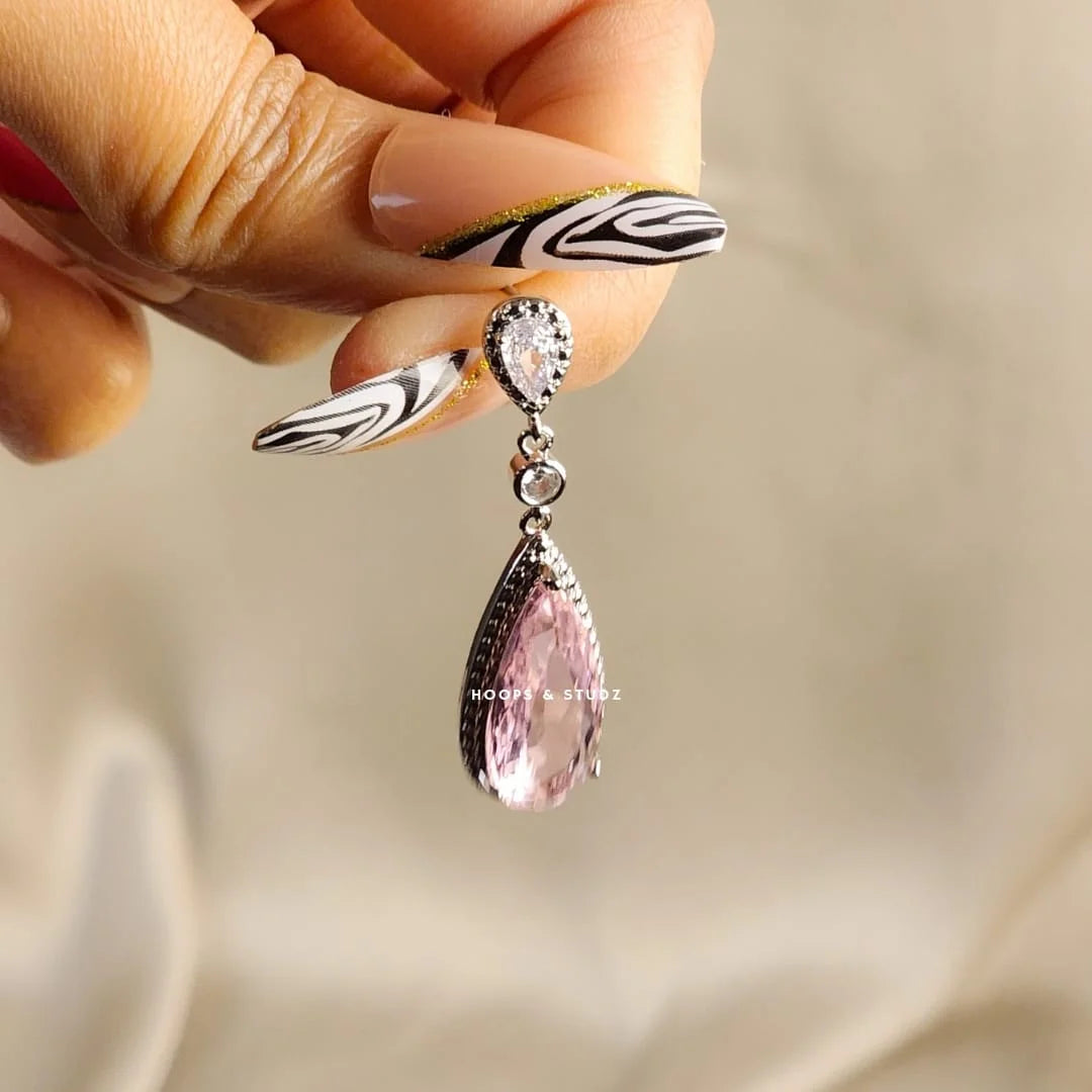 Pink Tassel Droplet Earrings