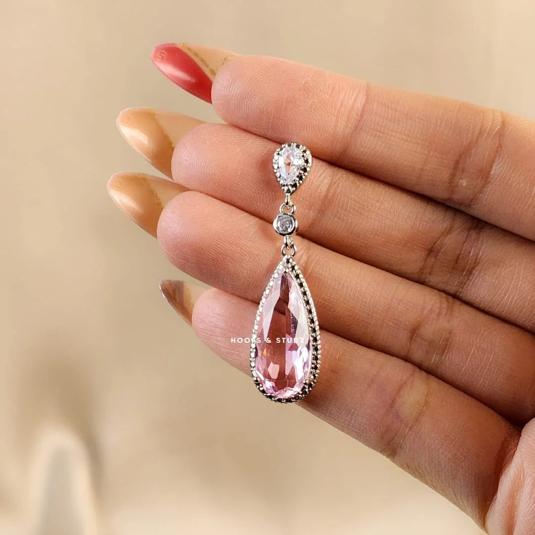 Pink Tassel Droplet Earrings
