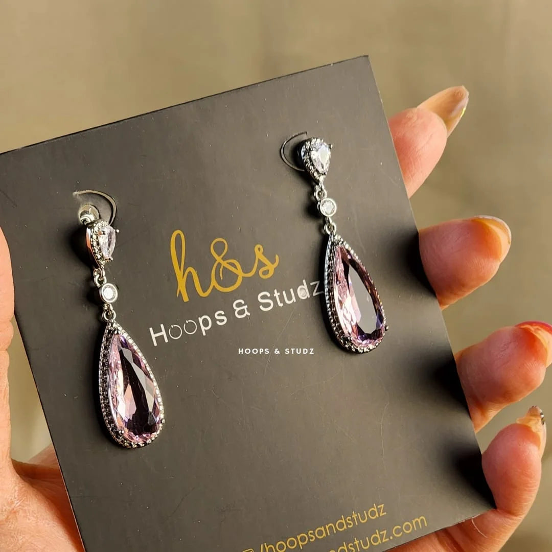 Pink Tassel Droplet Earrings