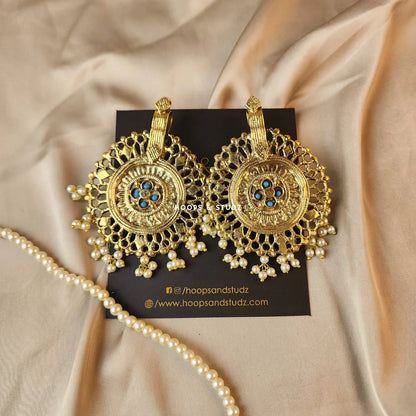 Brekhna Droplet Tribal Earrings - Ferozi