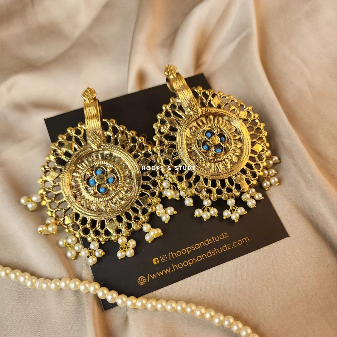 Brekhna Droplet Tribal Earrings - Ferozi