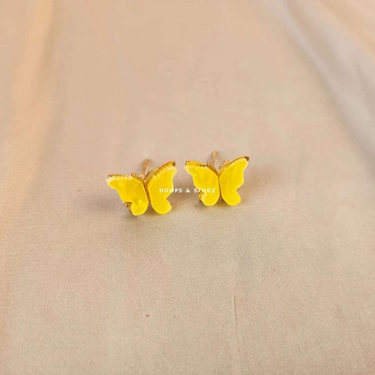 Butterfly Ear Studs- Yellow