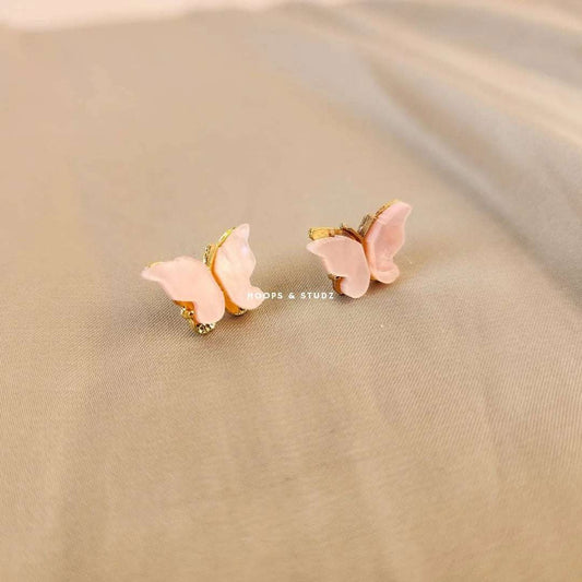 Butterfly Ear Studs - Baby Pink