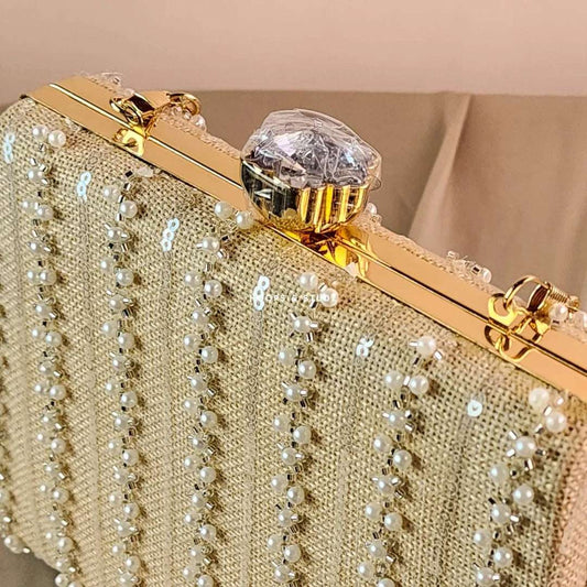 Chloe Women Clutch- Champagne