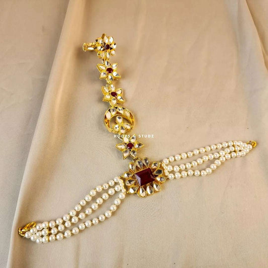 Opash Hand Angla in Farshi Kundan - Maroon