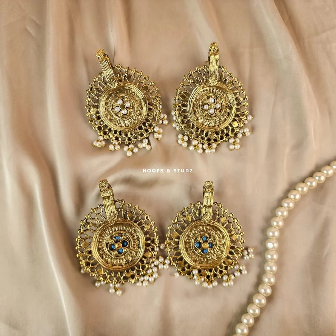 Brekhna Droplet Tribal Earrings - White