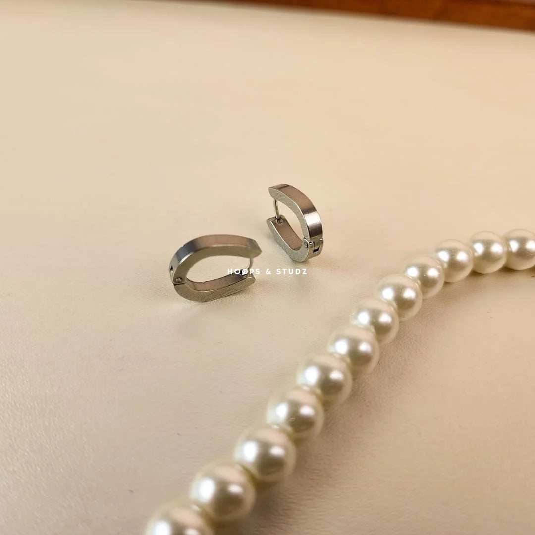 D Hoop Earrings - Silver