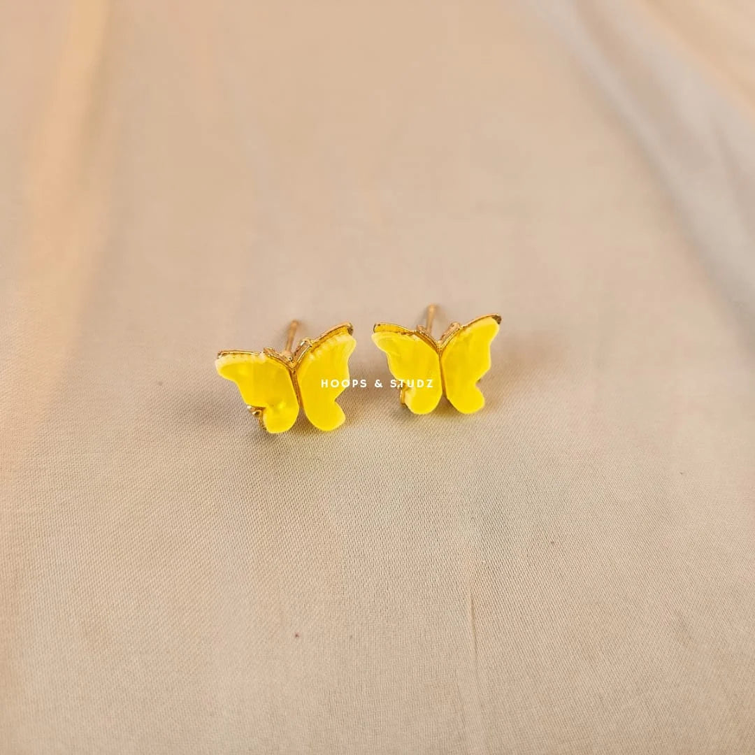 Butterfly Ear Studs- Yellow