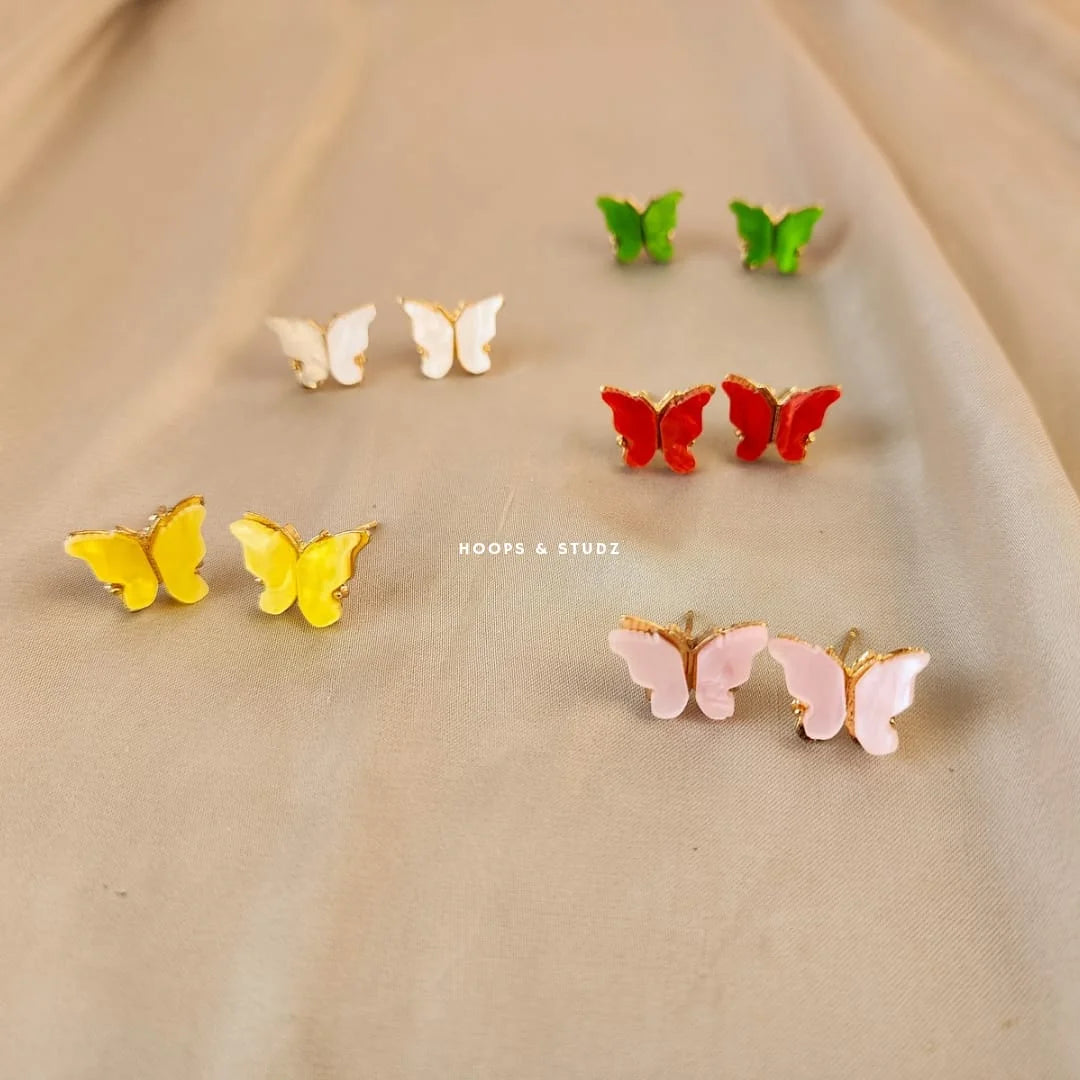 Butterfly Ear Studs- Yellow